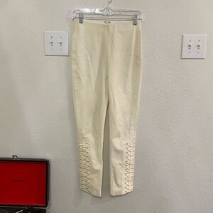 High waisted Cream lace up pants #pants